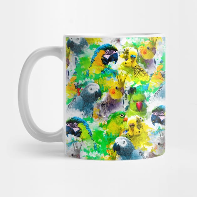 Funny Exotic Parrot Bird Family Aquarell Pattern by BirdNerd